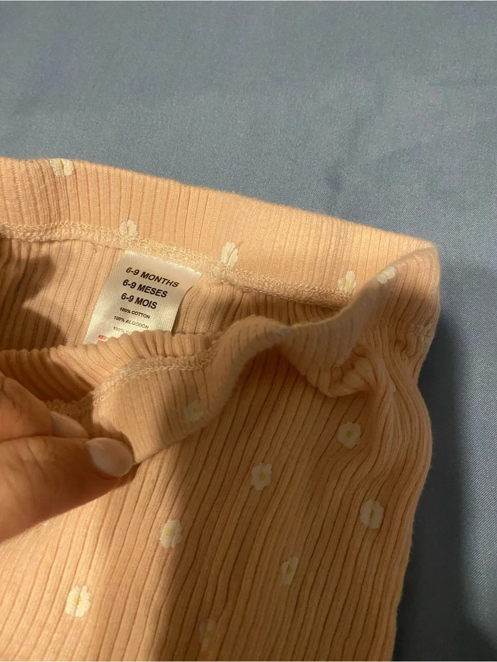 Peach Polka Dot Ribbed Baby Flared Leggings